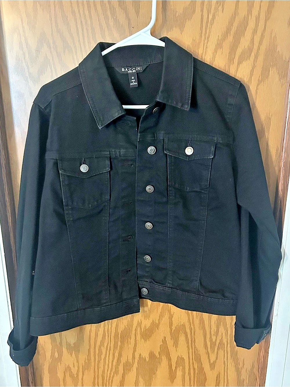 BACCINI Women's Black Denim Jacket Size Medium Like New